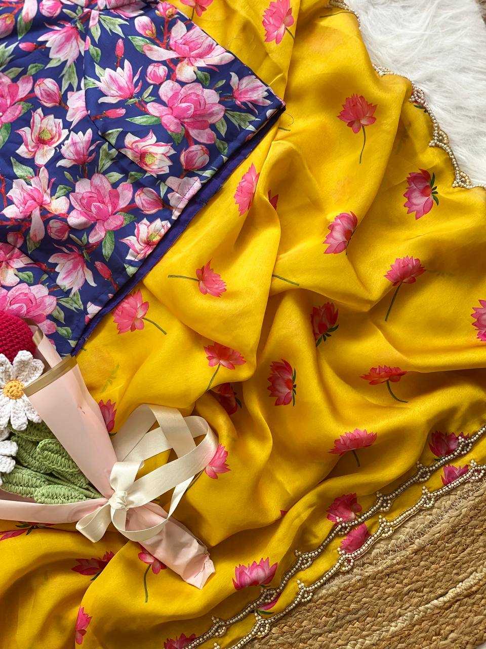Ynf Satin RIN105 LISA Sarees Wholesale Hand Work Sarees Manufacturer