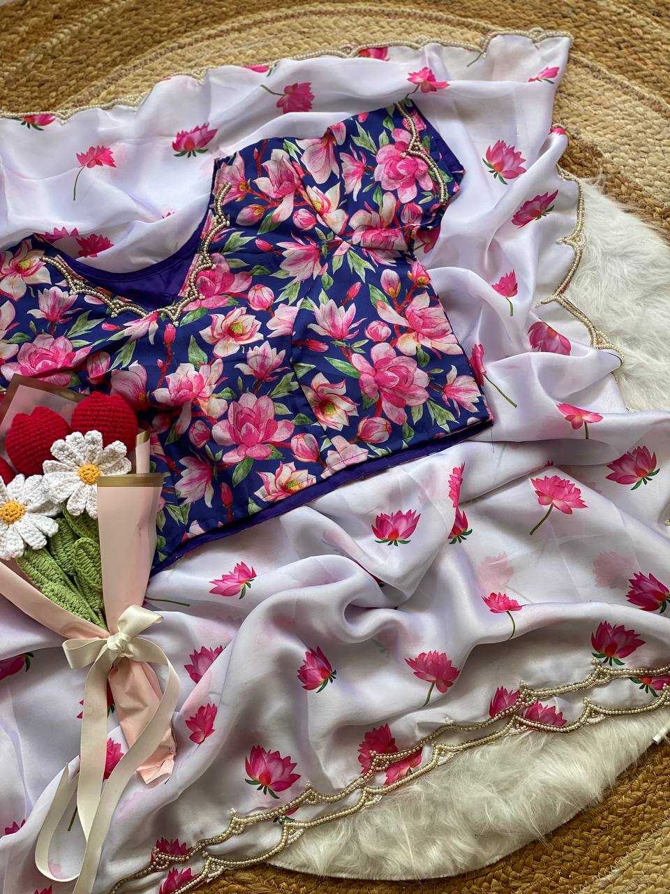 Ynf Satin RIN105 LISA Sarees Wholesale Hand Work Sarees Manufacturer