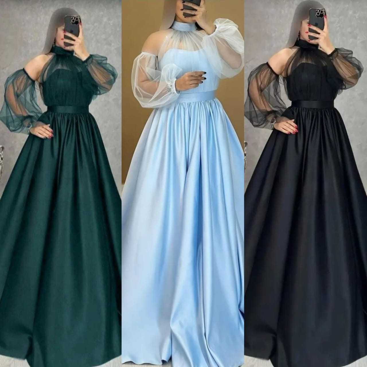 Ynf Satin RIN157 2148 Gowns Plus Size Collections Wholesale Party Gowns Net Gowns Satin Gowns Manufacturer
