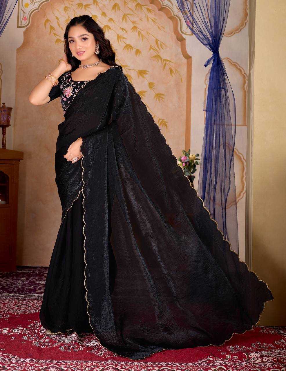 Ynf Satin RIN189 330 Sarees Wholesale Embroidered Sarees Cutwork Saree Satin Sarees Manufacturer