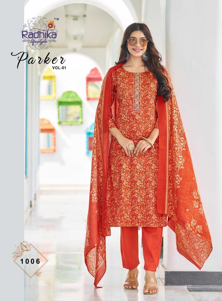 Ynf Satin RIN190 RADHIKA-PARKER VOL 1 Setwise Collections Wholesale Dresses & Suits Catalogs Manufacturer