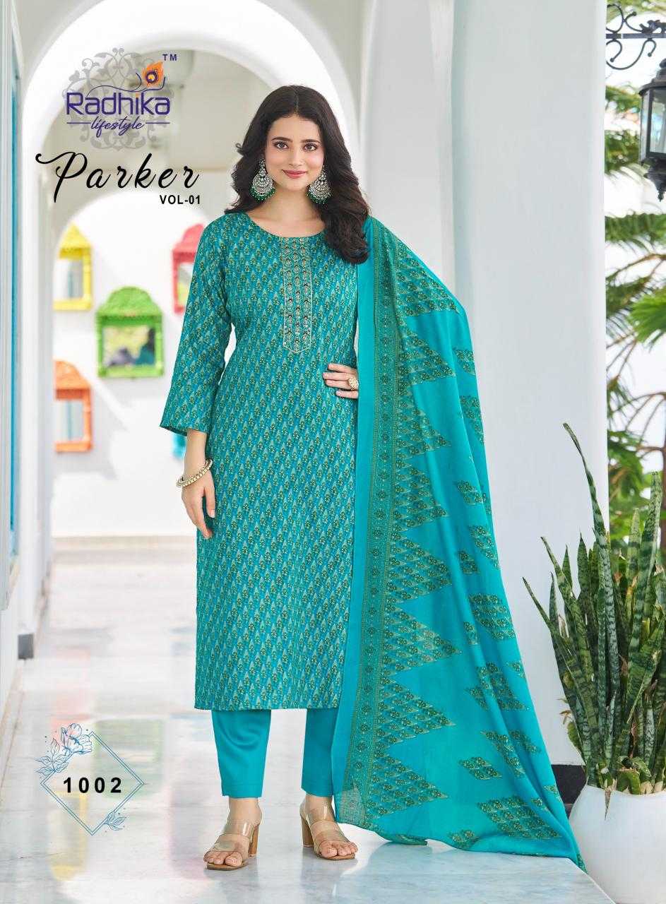 Ynf Satin RIN190 RADHIKA-PARKER VOL 1 Setwise Collections Wholesale Dresses & Suits Catalogs Manufacturer