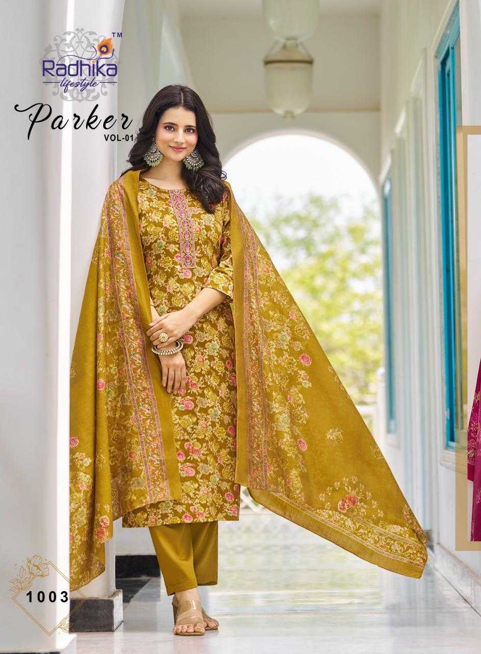 Ynf Satin RIN190 RADHIKA-PARKER VOL 1 Setwise Collections Wholesale Dresses & Suits Catalogs Manufacturer