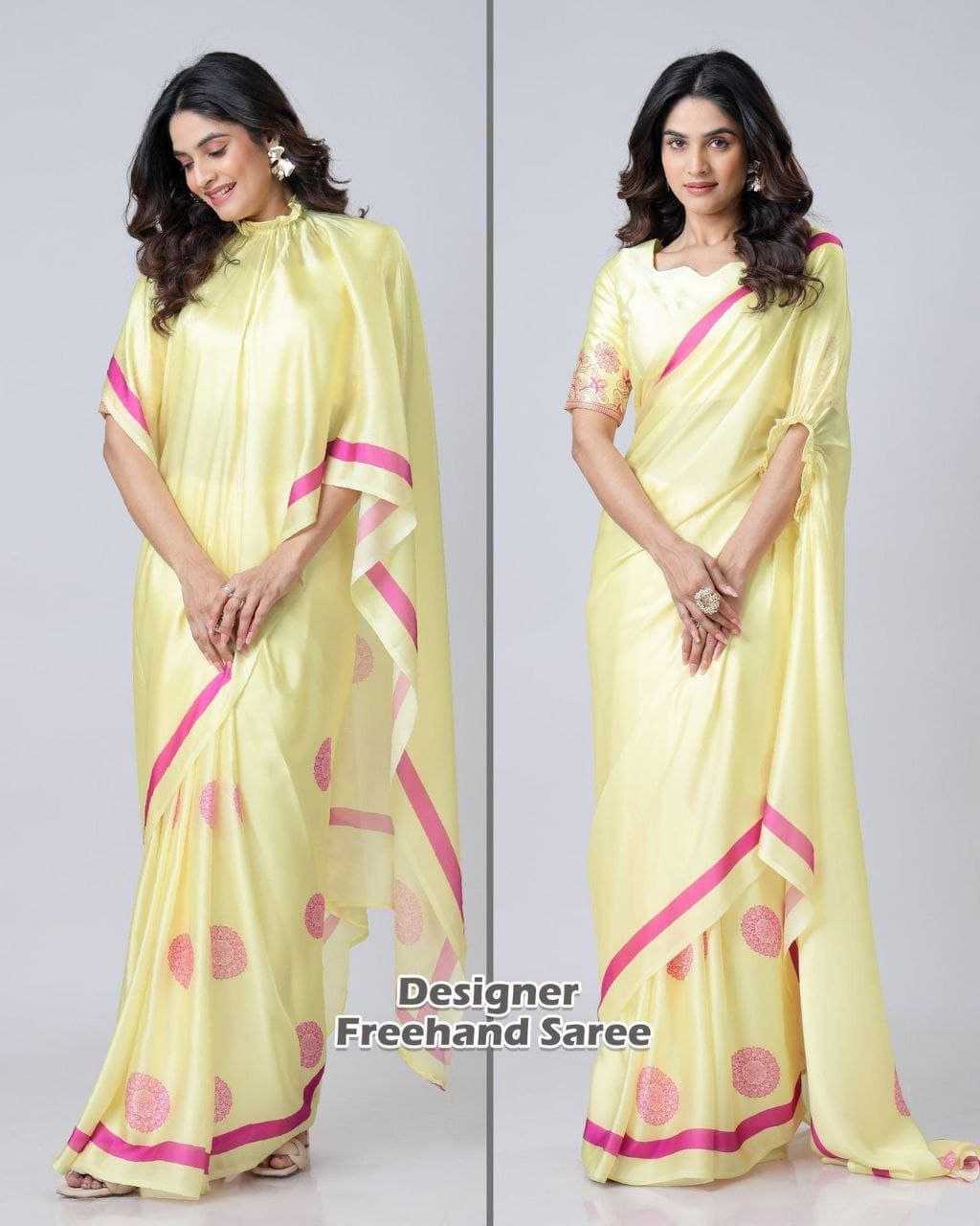 Ynf Satin RIN216 freehand saree Sarees Wedding Collections Festive Collections Wholesale Designer Sarees Ready To Wear Sarees Satin Sarees Manufacturer