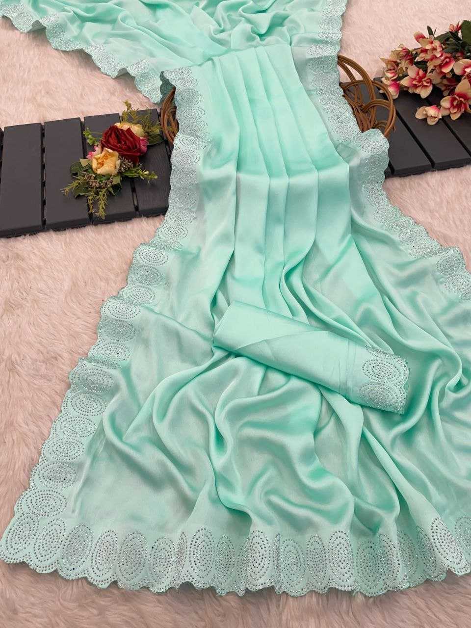 Ynf Satin RIN216 shrusti Sarees Wholesale Party Wear Sarees Fancy Sarees Lace Border Sarees Manufacturer
