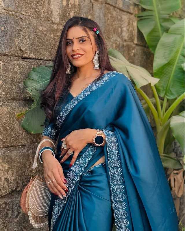 Ynf Satin RIN216 shrusti Sarees Wholesale Party Wear Sarees Fancy Sarees Lace Border Sarees Manufacturer
