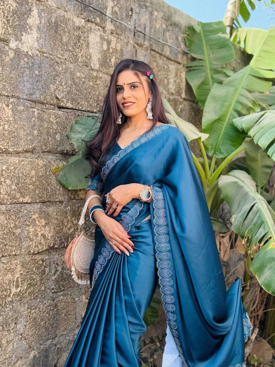 Ynf Satin RIN216 shrusti Sarees Wholesale Party Wear Sarees Fancy Sarees Lace Border Sarees Manufacturer
