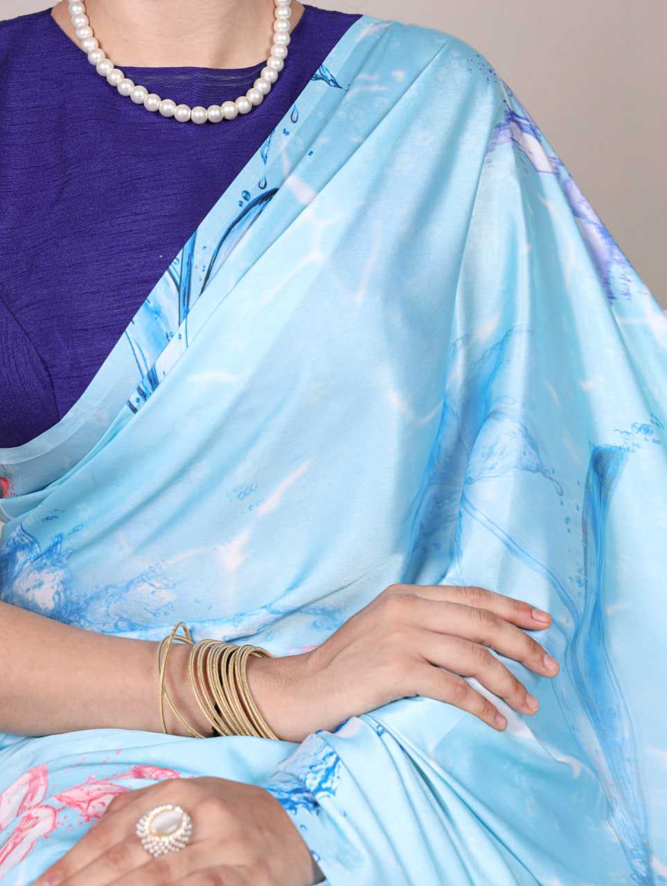 Ynf Satin Silk KESH134 7003 Sarees Wedding Collections Festive Collections Wholesale Printed Sarees Floral Sarees Satin Sarees Manufacturer