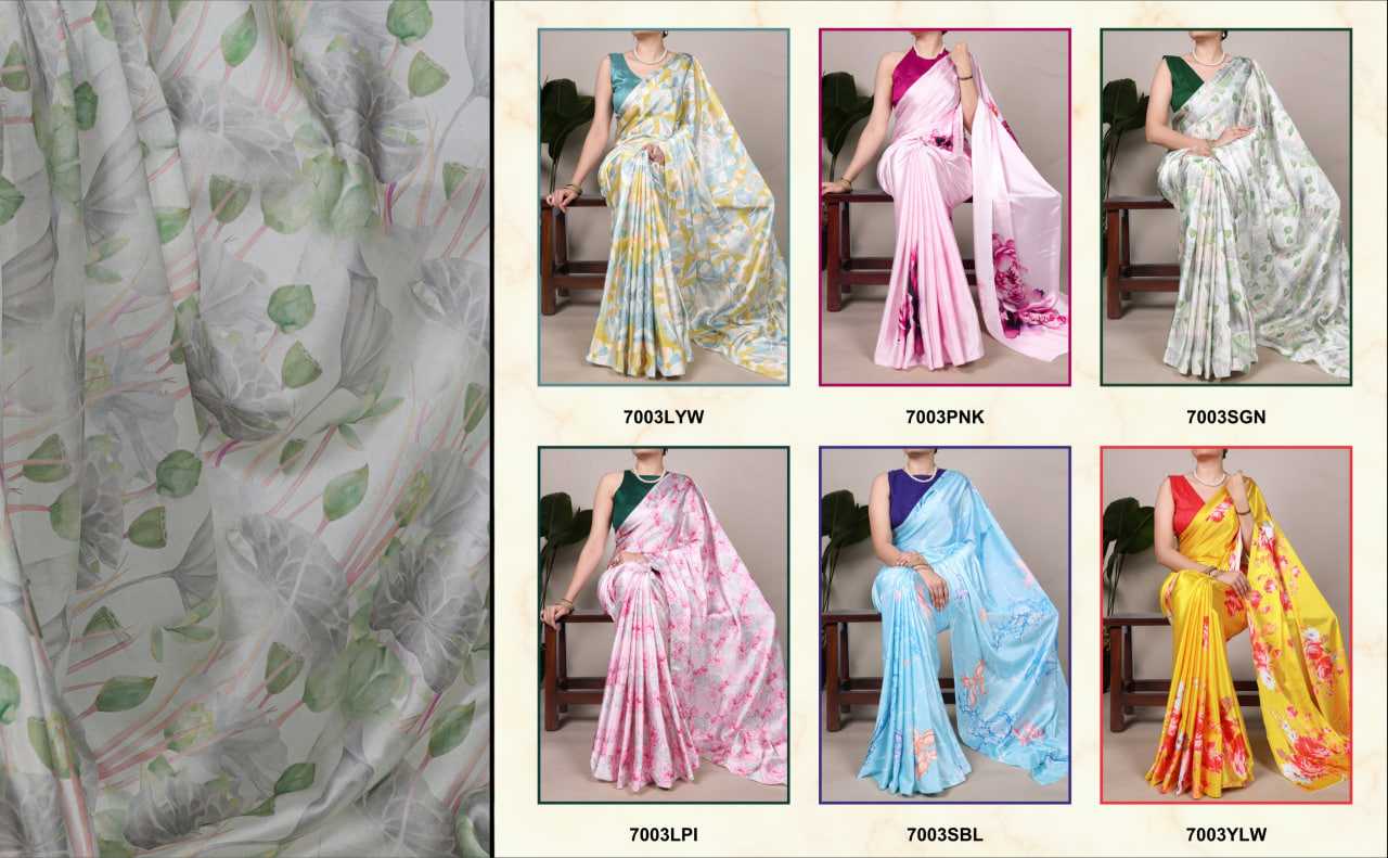 Ynf Satin Silk KESH134 7003 Sarees Wedding Collections Festive Collections Wholesale Printed Sarees Floral Sarees Satin Sarees Manufacturer