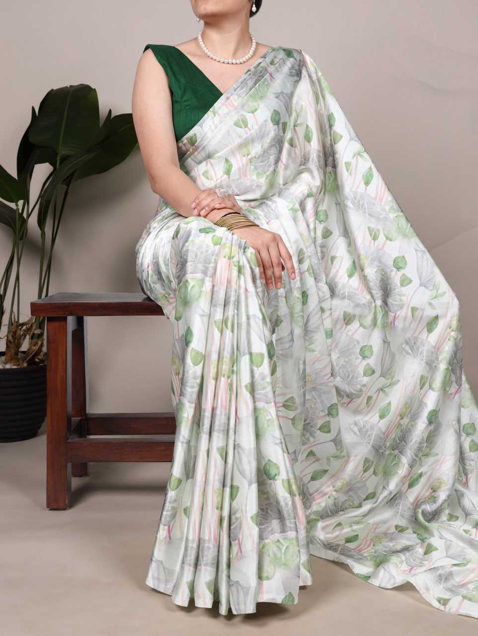Ynf Satin Silk KESH134 7003 Sarees Wedding Collections Festive Collections Wholesale Printed Sarees Floral Sarees Satin Sarees Manufacturer