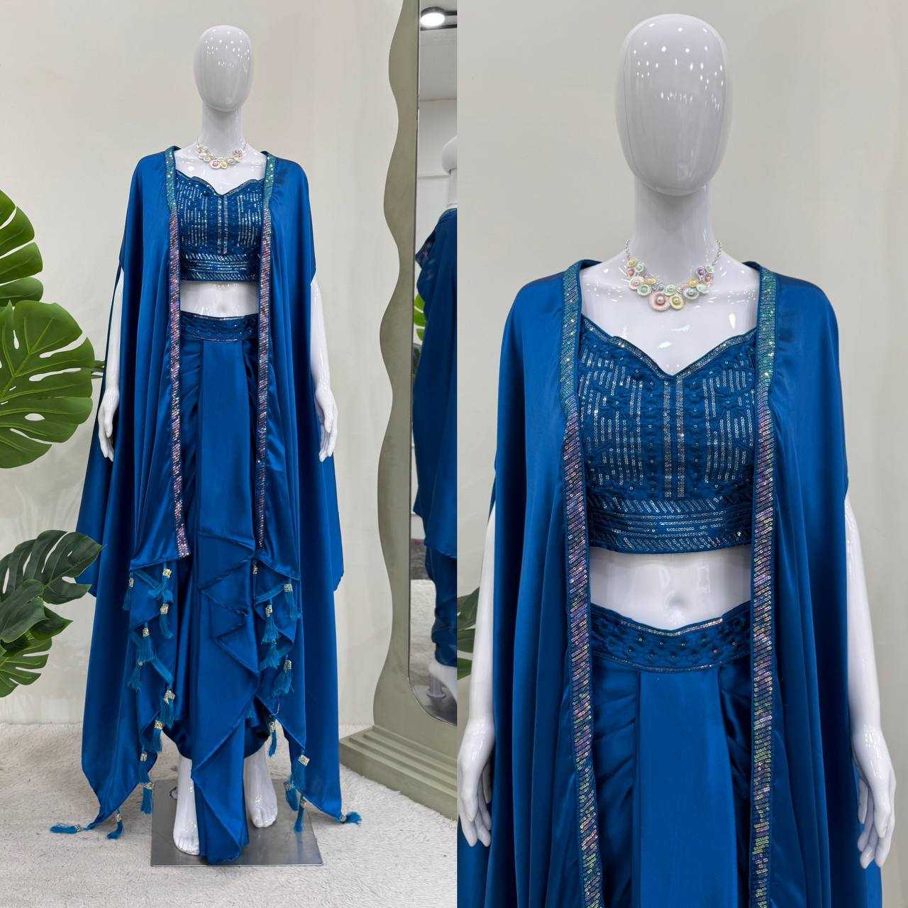 Ynf Satin Silk RIN162 5842 Suits & Dresses Wholesale Indo Western Dresses Party Wear Dresses Wedding guest dresses Manufacturer