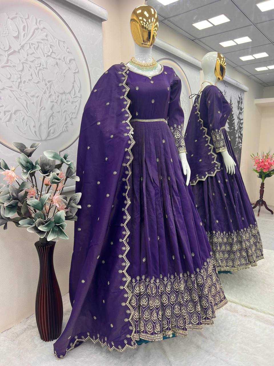 Ynf Shimmer silk KESH490 659 Gowns Wholesale Embroidery Gowns Party Gowns Long Gowns Manufacturer