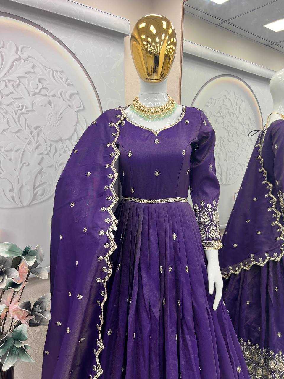 Ynf Shimmer silk KESH490 659 Gowns Wholesale Embroidery Gowns Party Gowns Long Gowns Manufacturer