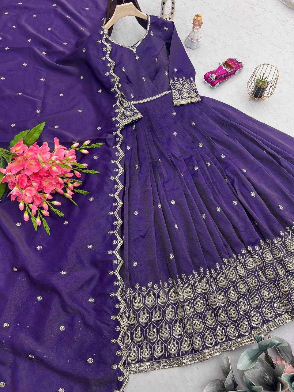 Ynf Shimmer silk KESH490 659 Gowns Wholesale Embroidery Gowns Party Gowns Long Gowns Manufacturer
