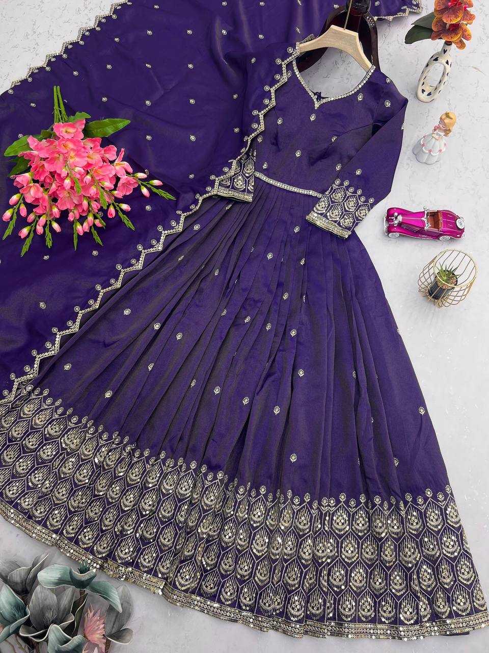 Ynf Shimmer silk KESH490 659 Gowns Wholesale Embroidery Gowns Party Gowns Long Gowns Manufacturer
