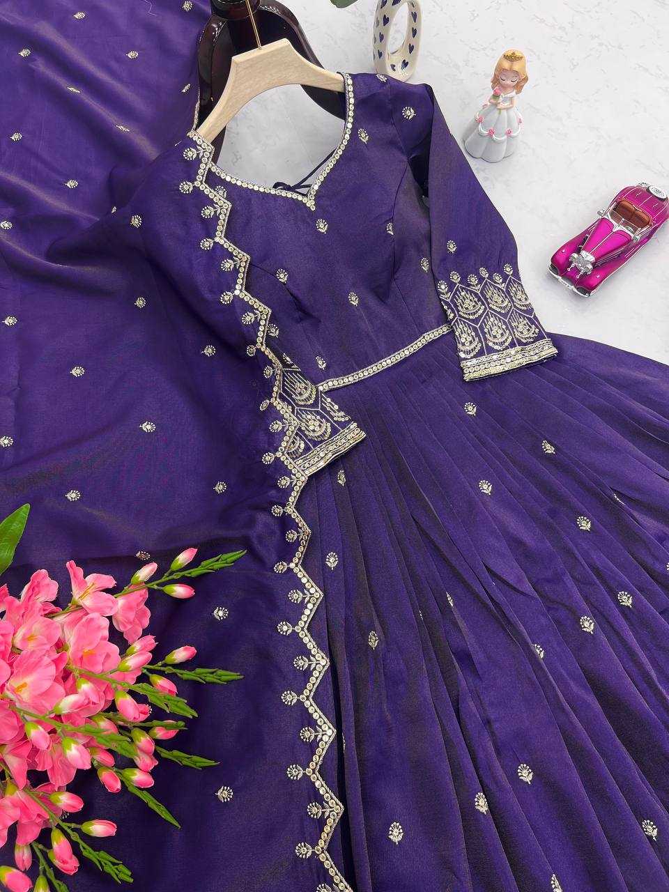 Ynf Shimmer silk KESH490 659 Gowns Wholesale Embroidery Gowns Party Gowns Long Gowns Manufacturer