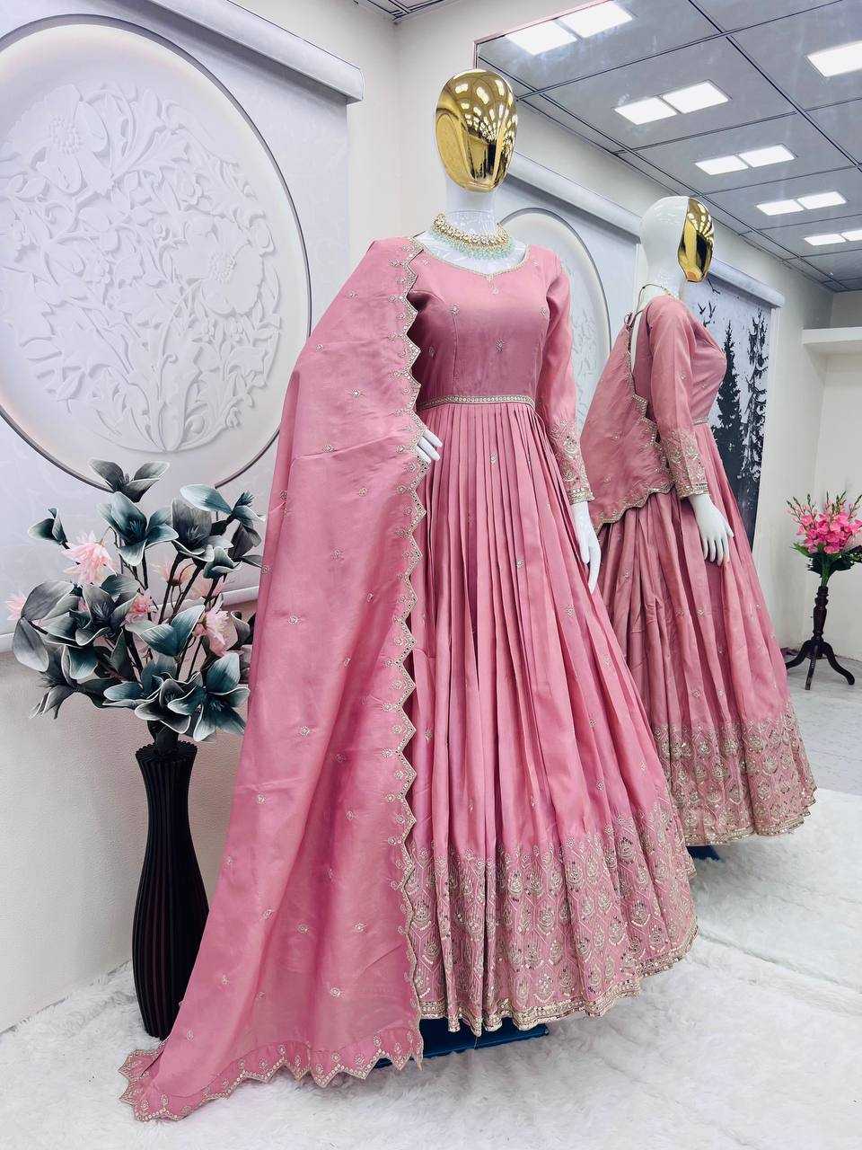 Ynf Shimmer silk KESH490 659 Gowns Wholesale Embroidery Gowns Party Gowns Long Gowns Manufacturer
