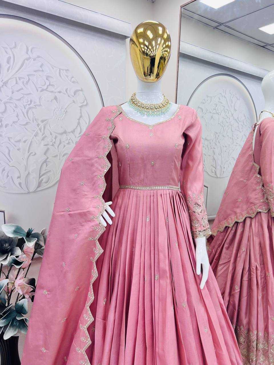 Ynf Shimmer silk KESH490 659 Gowns Wholesale Embroidery Gowns Party Gowns Long Gowns Manufacturer