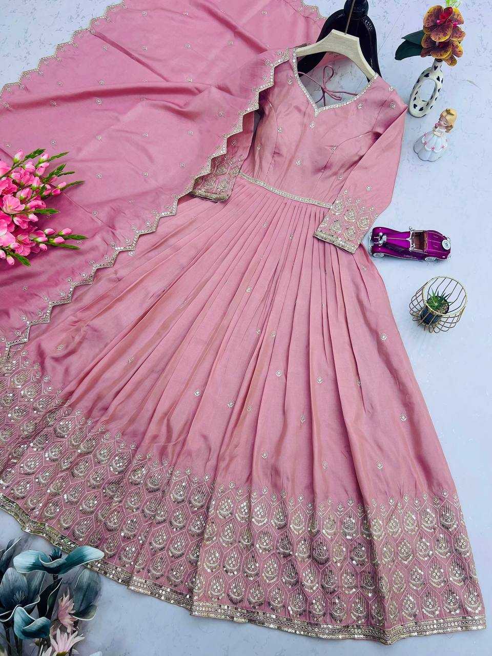 Ynf Shimmer silk KESH490 659 Gowns Wholesale Embroidery Gowns Party Gowns Long Gowns Manufacturer