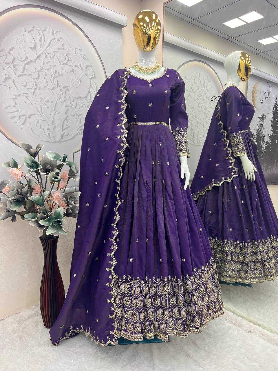 Ynf Shimmer silk KESH490 659 Gowns Wholesale Embroidery Gowns Party Gowns Long Gowns Manufacturer