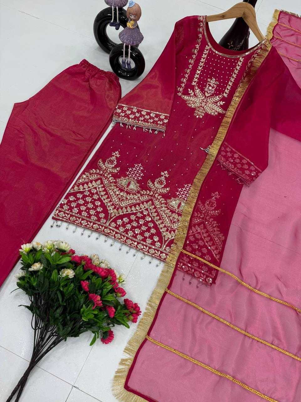Ynf Shimmer silk KESH512 1676 Suits & Dresses Wholesale Ladies Suits Embroidery Suits Palazzo Suit Manufacturer