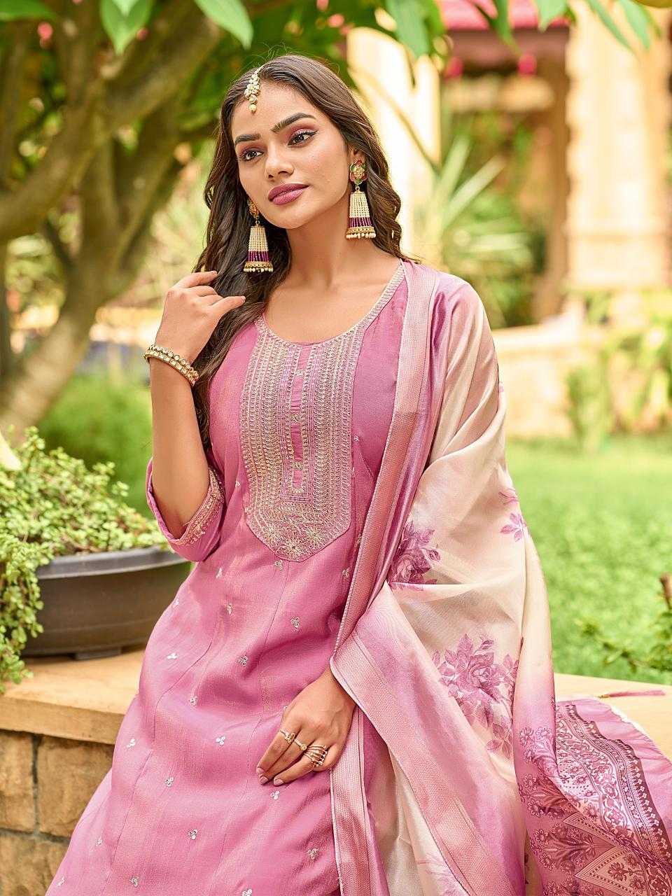Ynf Shimmer silk RIN190 AANCHI-KESARIYA Setwise Collections Wholesale Gowns Catalogs Manufacturer