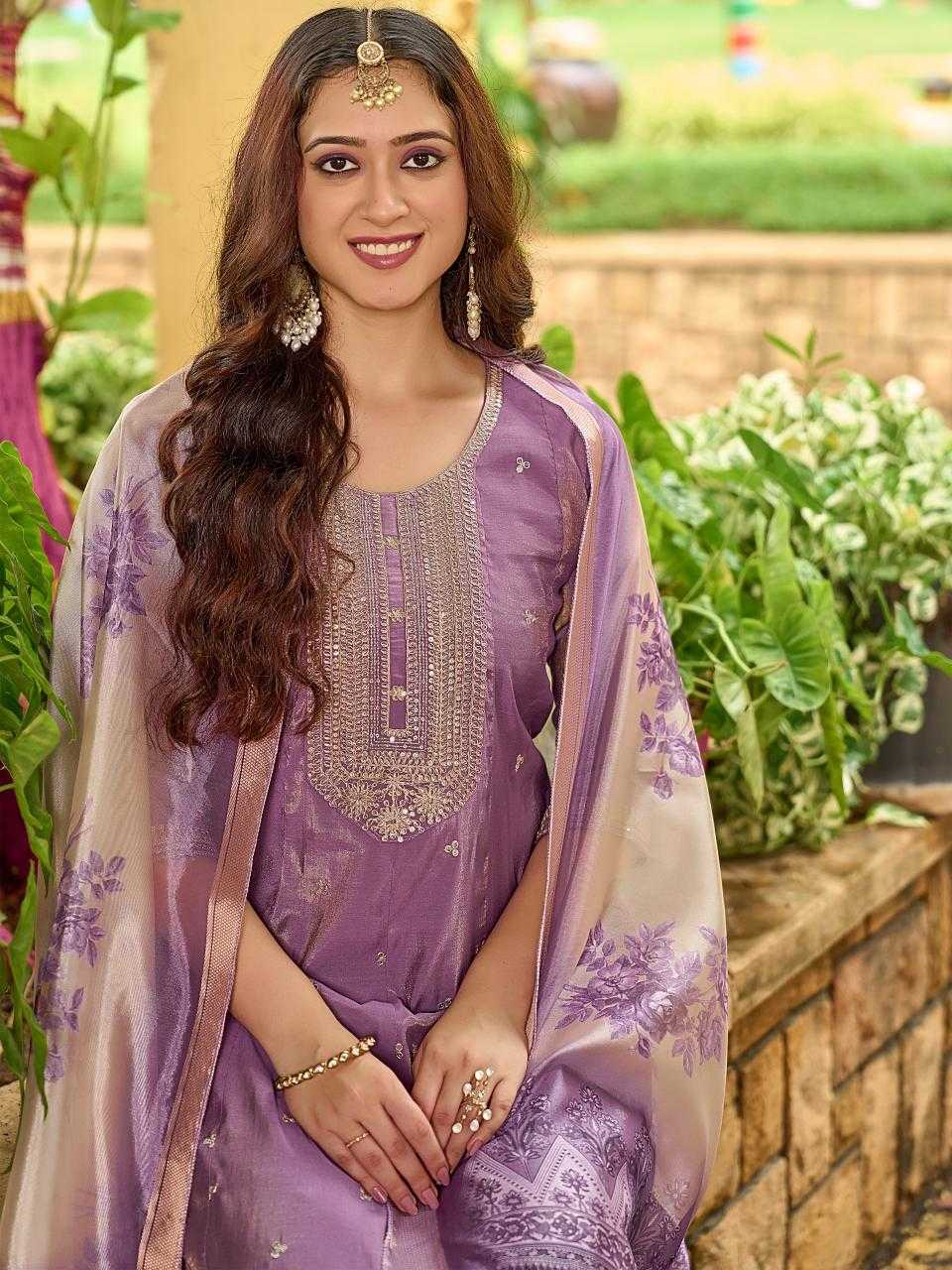 Ynf Shimmer silk RIN190 AANCHI-KESARIYA Setwise Collections Wholesale Gowns Catalogs Manufacturer