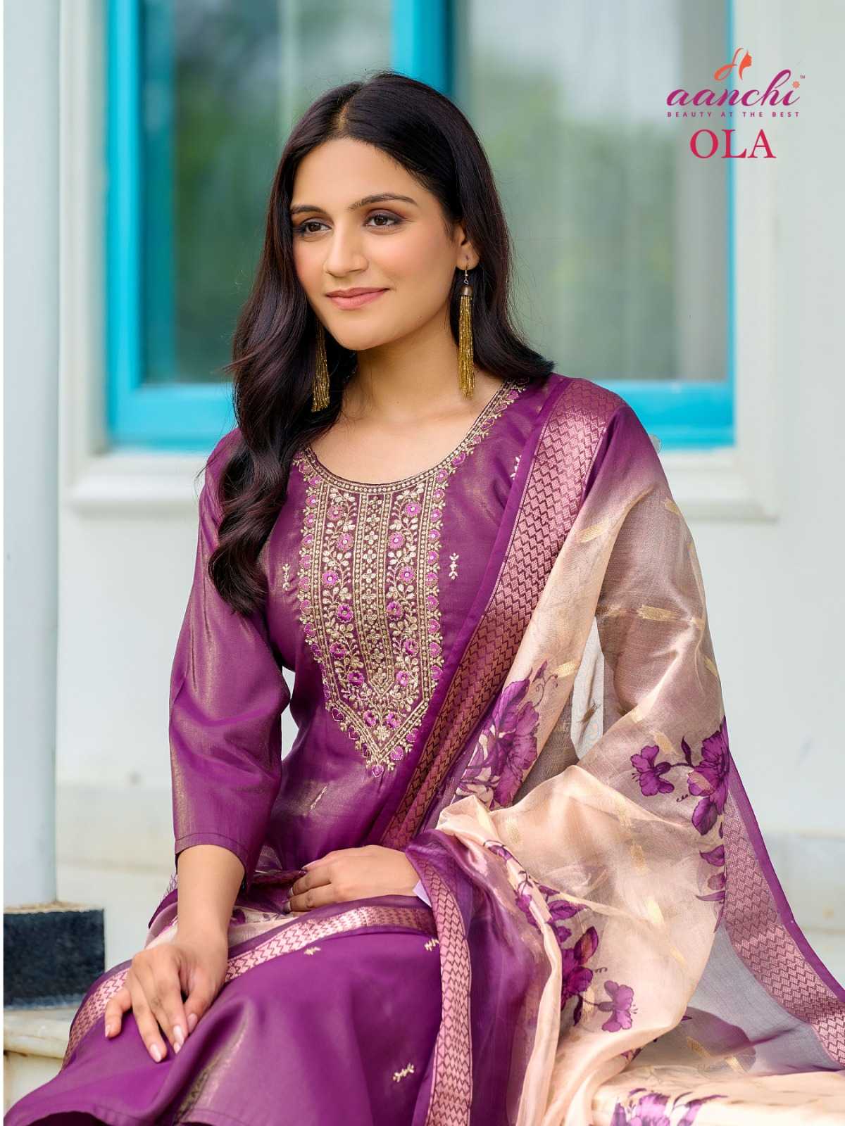 Ynf Shimmer silk RIN190 AANCHI-OLA Setwise Collections Wholesale Dresses & Suits Catalogs Manufacturer
