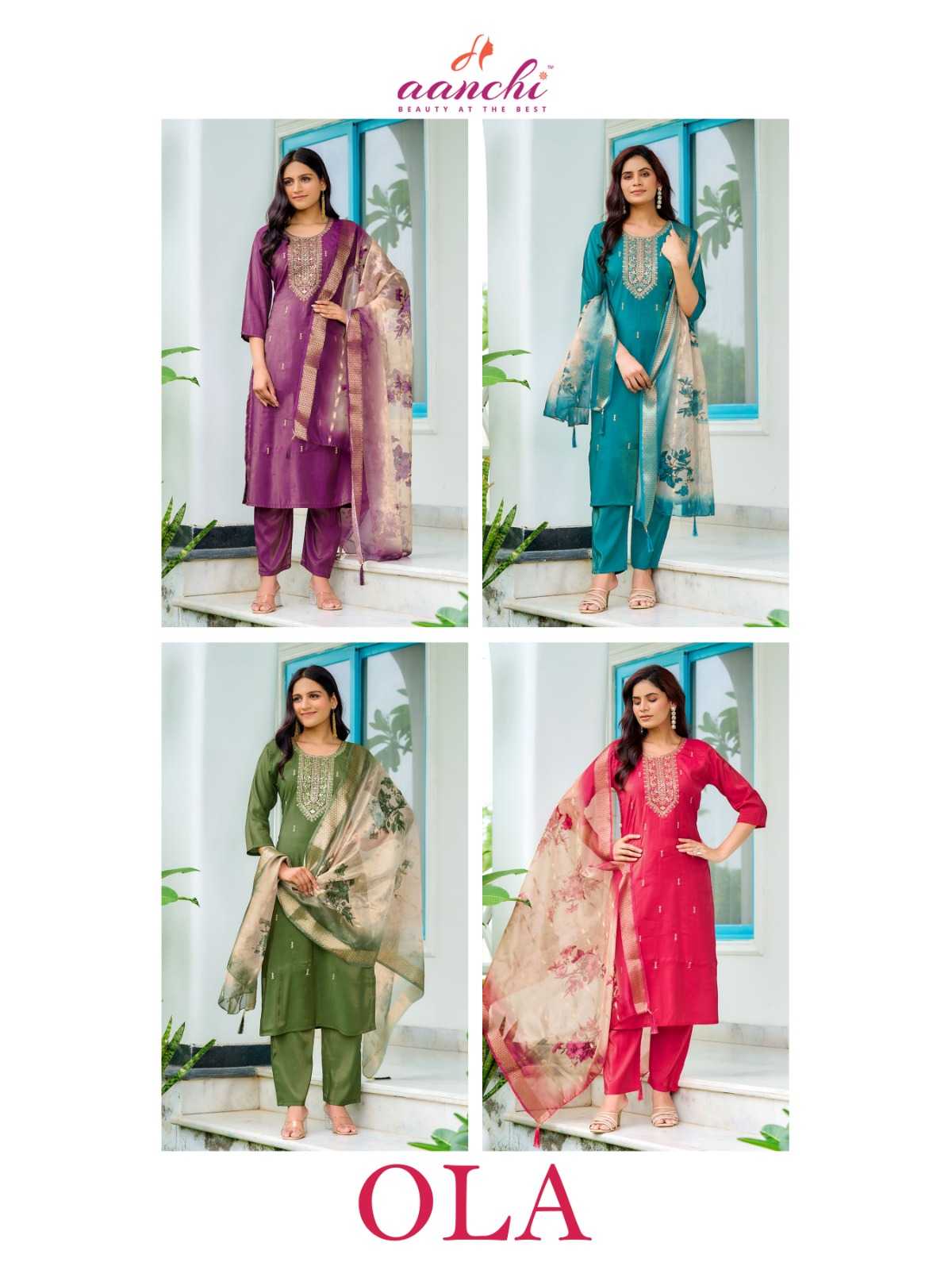 Ynf Shimmer silk RIN190 AANCHI-OLA Setwise Collections Wholesale Dresses & Suits Catalogs Manufacturer