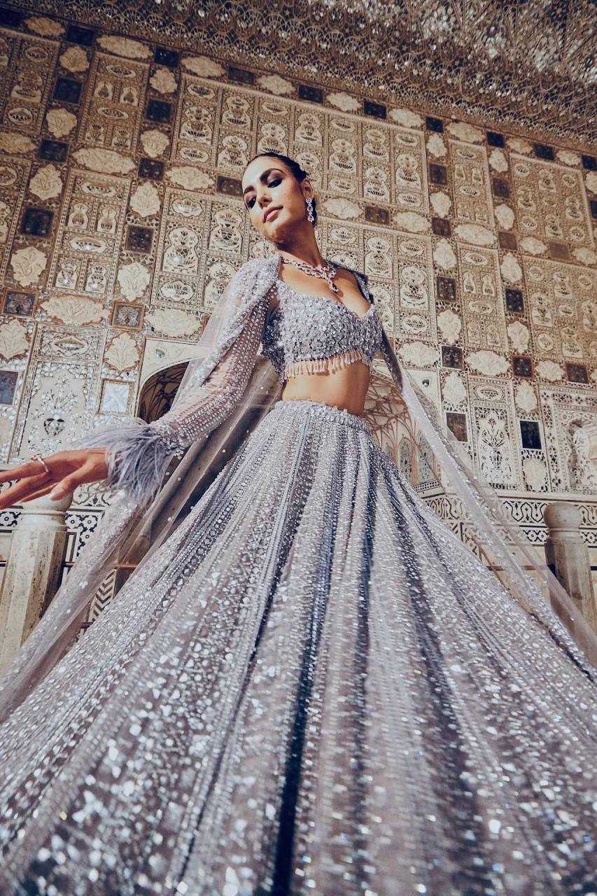 Ynf Shimmer silk RIN213 H86 Lehengas Wholesale Silk Lehenga Sequins Lehenga Manufacturer