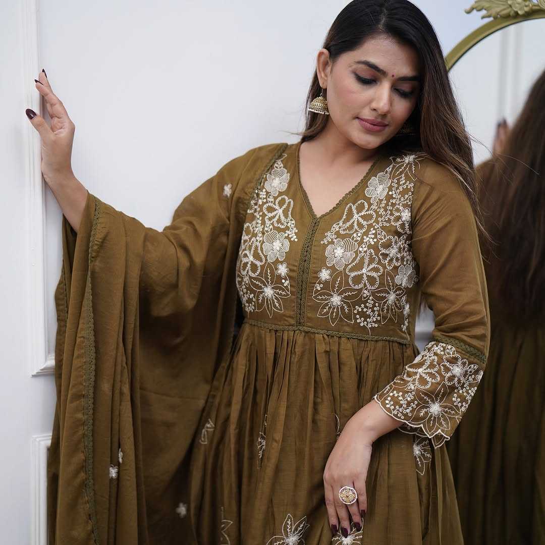Ynf Silk Cotton KESH545 1030 Gowns Wholesale Embroidery Gowns Silk Gowns Manufacturer