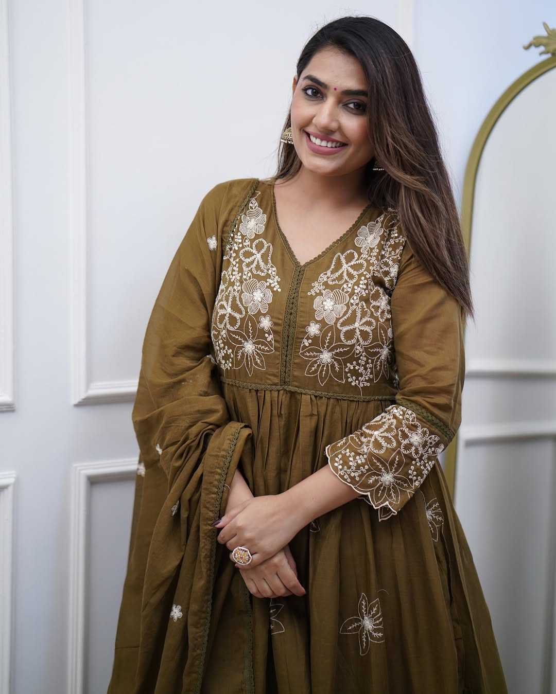 Ynf Silk Cotton KESH545 1030 Gowns Wholesale Embroidery Gowns Silk Gowns Manufacturer