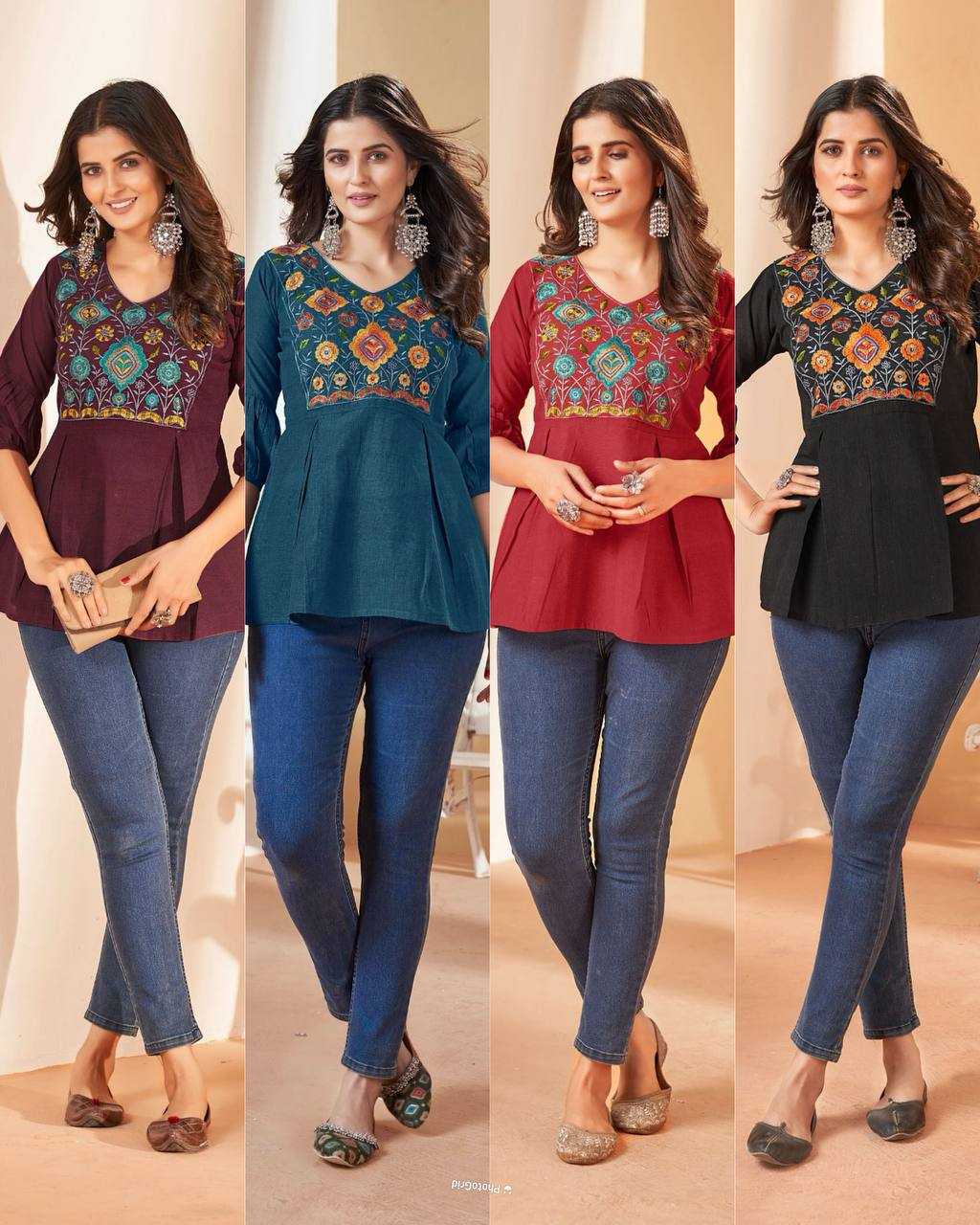 Ynf Silk Cotton RIN125 Charmi Western Wears Wholesale Tops Manufacturer