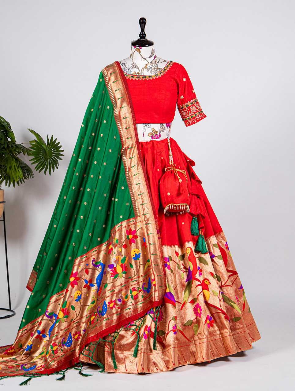 Ynf Silk KESH134 2035 Lehengas Wholesale Silk Lehenga Paithani Lehenga Red Lehenga Manufacturer