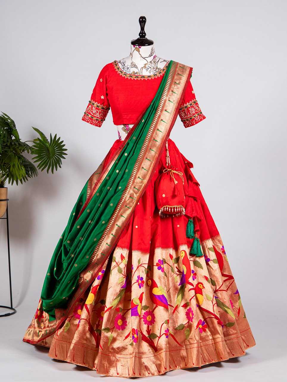 Ynf Silk KESH134 2035 Lehengas Wholesale Silk Lehenga Paithani Lehenga Red Lehenga Manufacturer