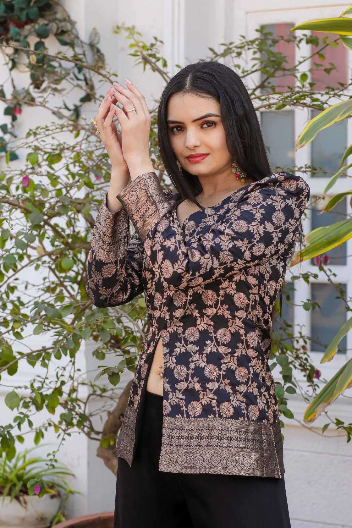 Ynf Silk KESH249 peplum Suits & Dresses Wholesale Palazzo Suit Designer Suits Silk Suits Manufacturer