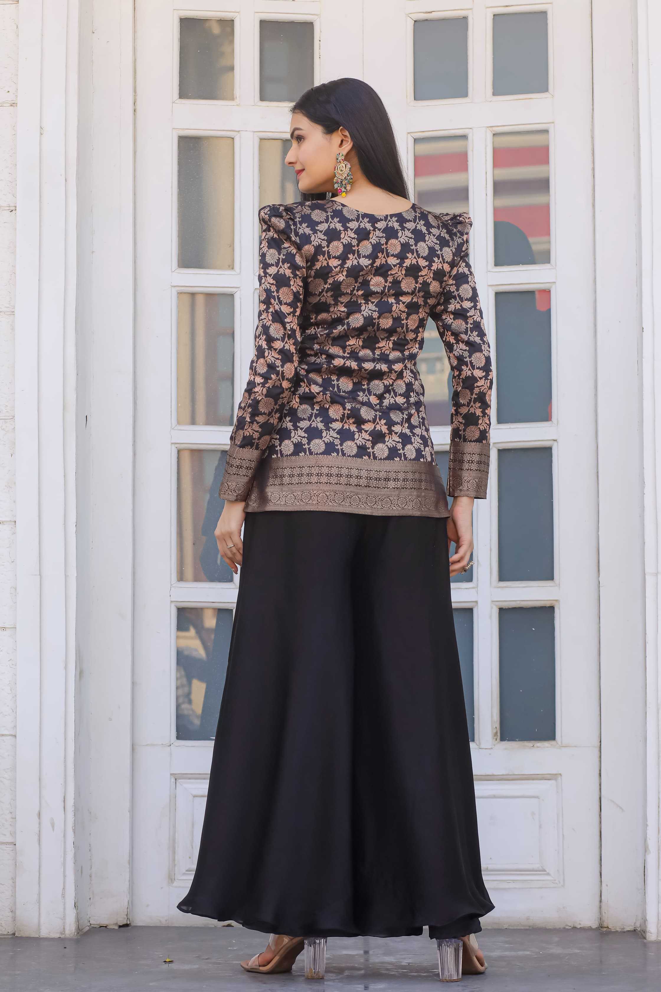 Ynf Silk KESH249 peplum Suits & Dresses Wholesale Palazzo Suit Designer Suits Silk Suits Manufacturer