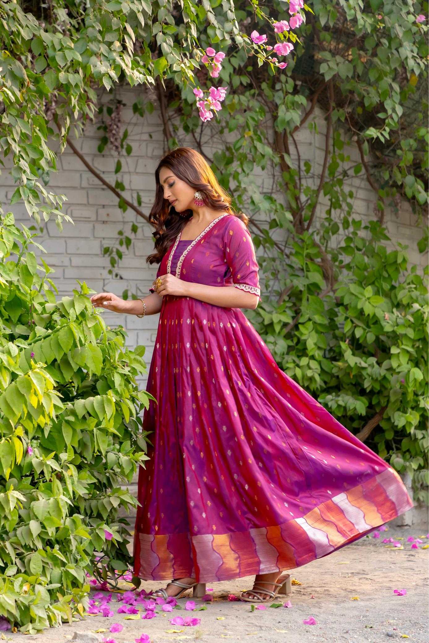 Ynf Silk KESH249 stunning Gowns Plus Size Collections Wholesale Embroidery Gowns Designer Gowns Silk Gowns Manufacturer
