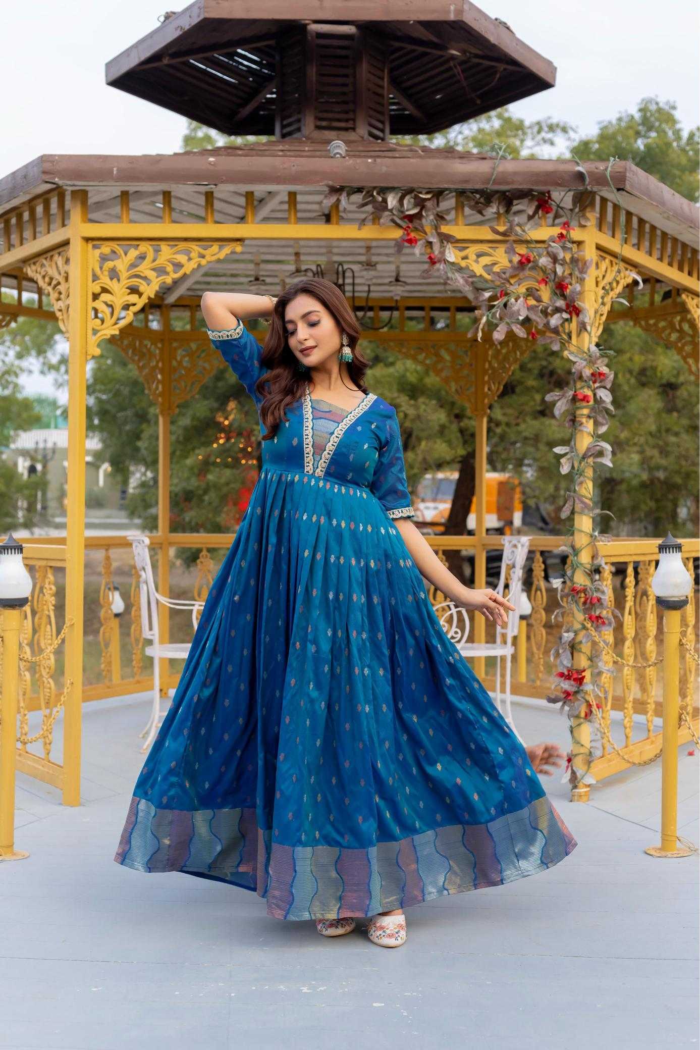 Ynf Silk KESH249 stunning Gowns Plus Size Collections Wholesale Embroidery Gowns Designer Gowns Silk Gowns Manufacturer