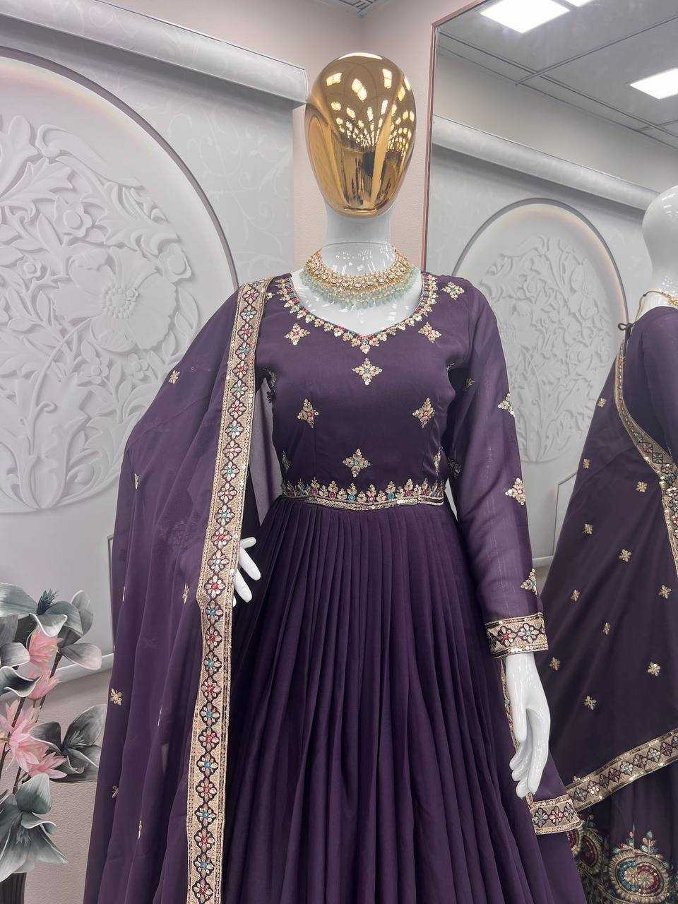 Ynf Silk KESH490 660 Gowns Wholesale Fancy Gowns Embroidery Gowns Silk Gowns Manufacturer