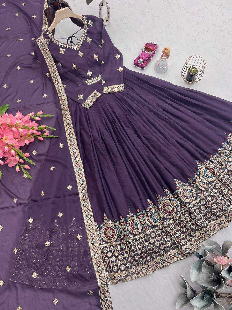 Ynf Silk KESH490 660 Gowns Wholesale Fancy Gowns Embroidery Gowns Silk Gowns Manufacturer
