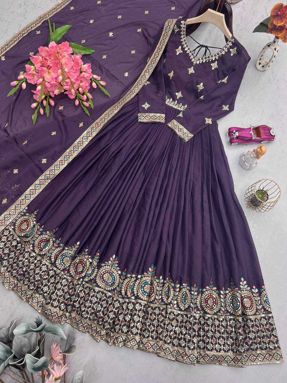 Ynf Silk KESH490 660 Gowns Wholesale Fancy Gowns Embroidery Gowns Silk Gowns Manufacturer