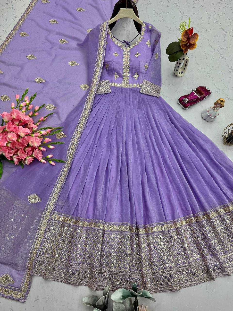 Ynf Silk KESH490 661 Gowns Wholesale Printed Gowns Fancy Gowns Party Gowns Manufacturer