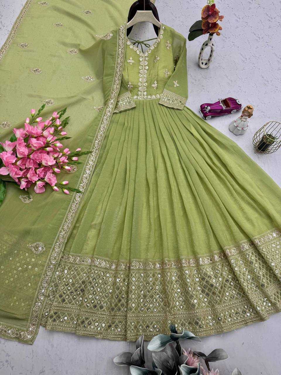 Ynf Silk KESH490 661 Gowns Wholesale Printed Gowns Fancy Gowns Party Gowns Manufacturer