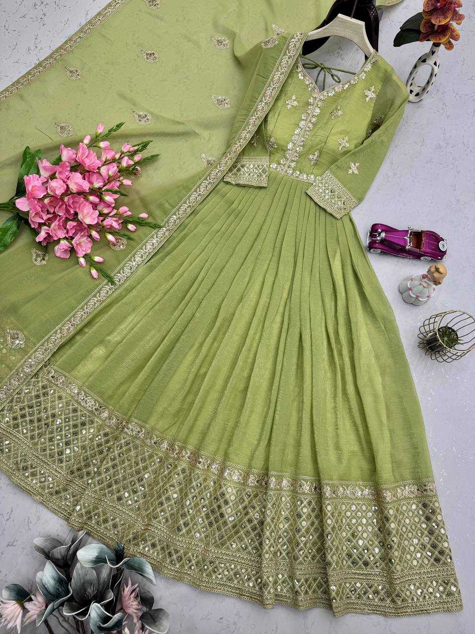 Ynf Silk KESH490 661 Gowns Wholesale Printed Gowns Fancy Gowns Party Gowns Manufacturer