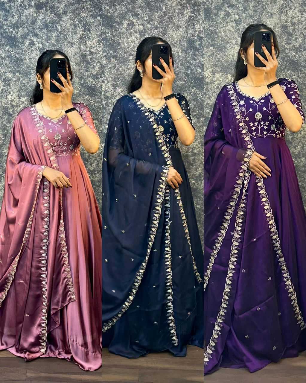 Ynf Silk KESH507 AMBIKA Gowns Wedding Collections Festive Collections Wholesale Embroidery Gowns Silk Gowns Gown With Dupatta Manufacturer
