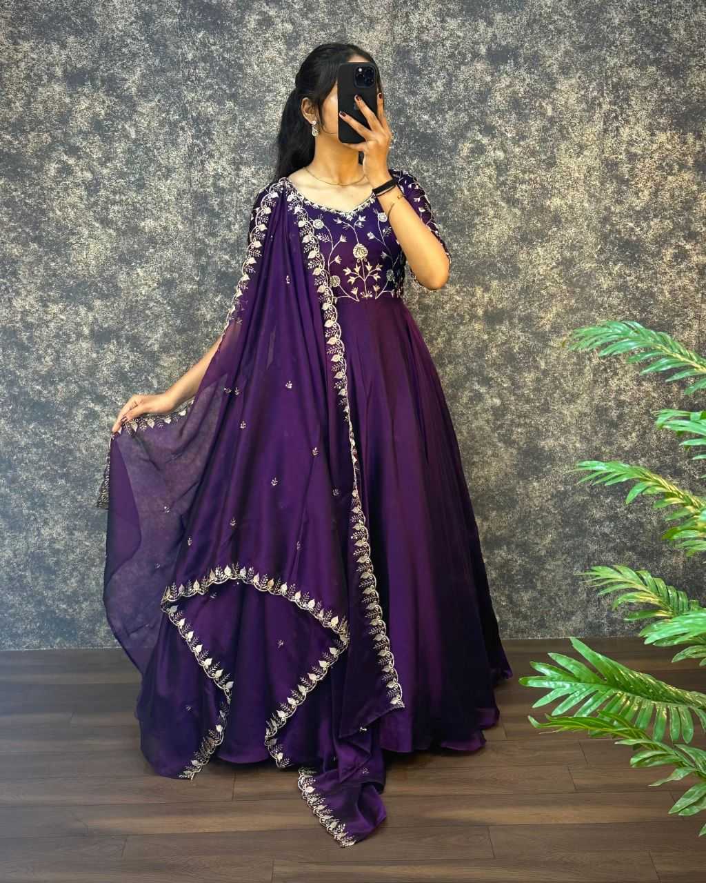 Ynf Silk KESH507 AMBIKA Gowns Wedding Collections Festive Collections Wholesale Embroidery Gowns Silk Gowns Gown With Dupatta Manufacturer