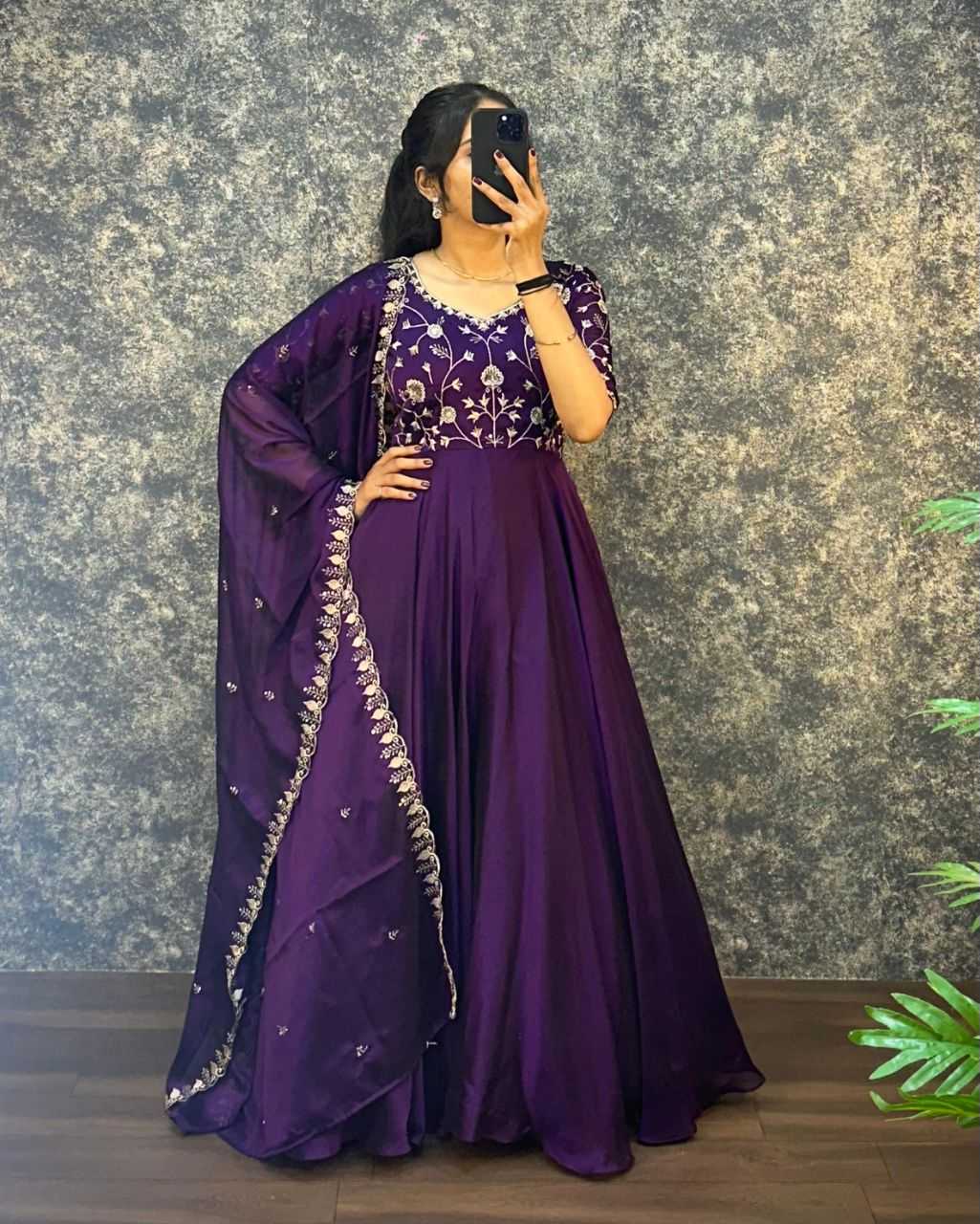 Ynf Silk KESH507 AMBIKA Gowns Wedding Collections Festive Collections Wholesale Embroidery Gowns Silk Gowns Gown With Dupatta Manufacturer