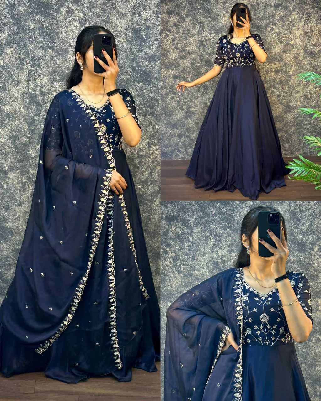 Ynf Silk KESH507 AMBIKA Gowns Wedding Collections Festive Collections Wholesale Embroidery Gowns Silk Gowns Gown With Dupatta Manufacturer