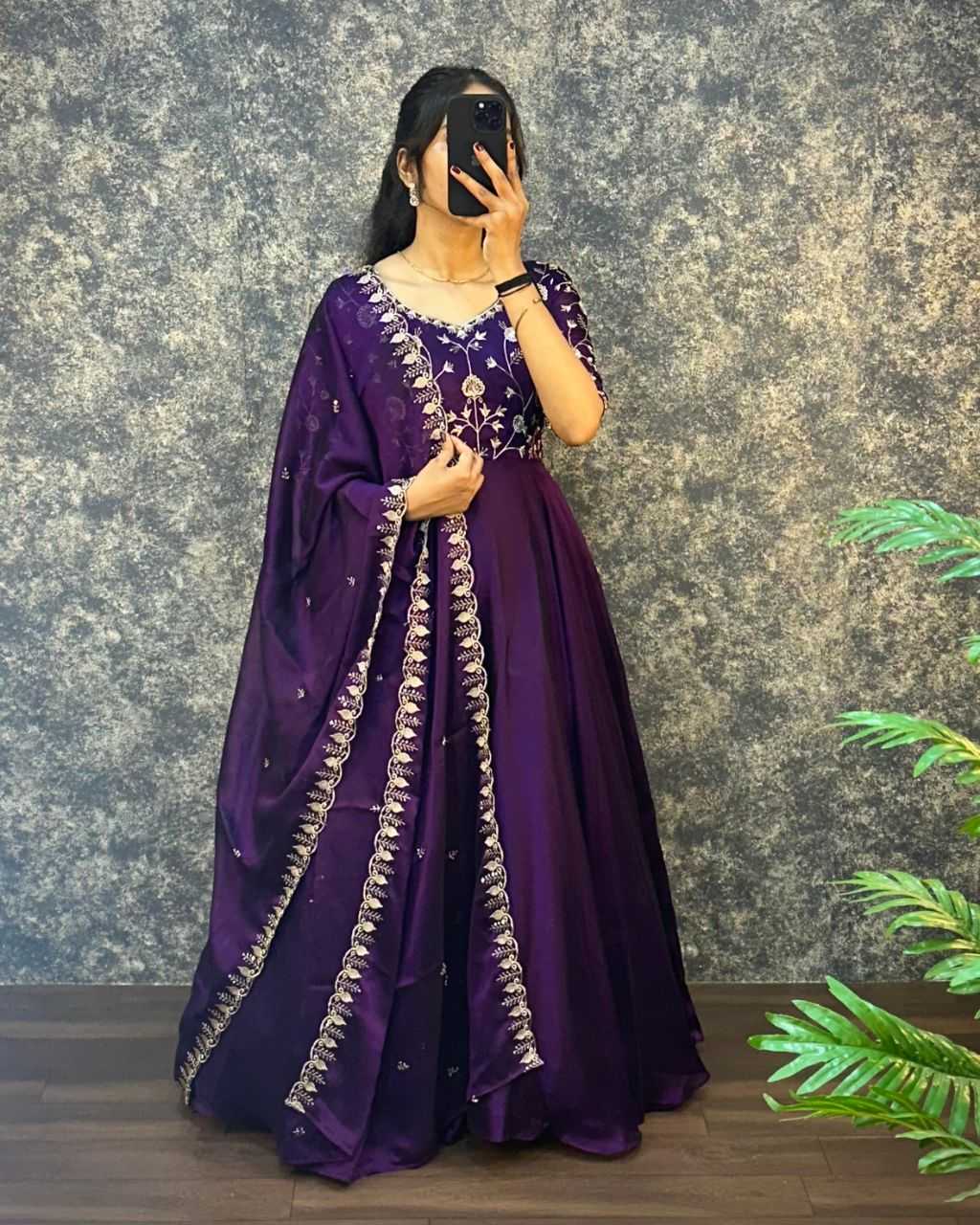 Ynf Silk KESH507 AMBIKA Gowns Wedding Collections Festive Collections Wholesale Embroidery Gowns Silk Gowns Gown With Dupatta Manufacturer
